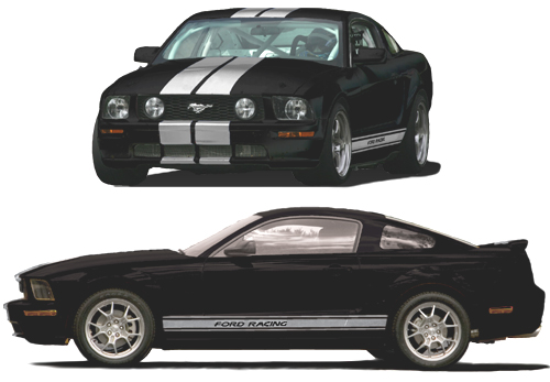 2005-2009 FORD RACING MUSTANG SILVER STRIPE KIT