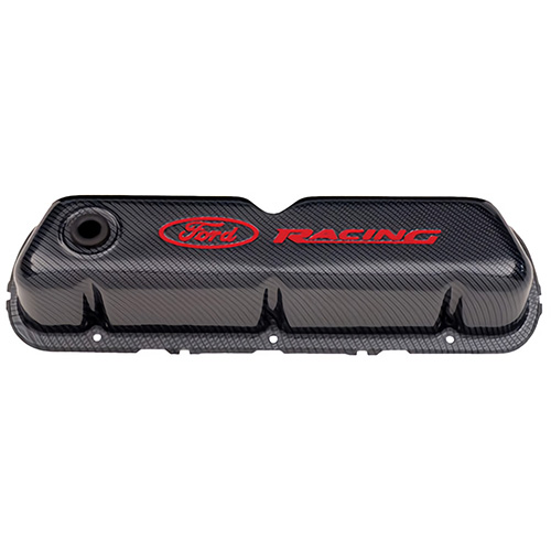 CARBON FIBER STYLE VALVE COVERS WITH RED FORD RACING LOGO