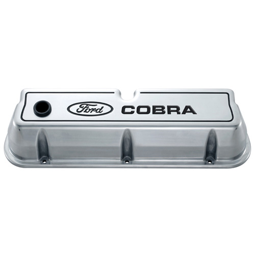 FORD COBRA DIE-CAST VALVE COVERS POLISHED WITH BLACK LOGO