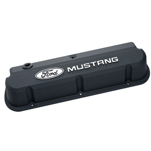 MUSTANG LOGO SLANT EDGE VALVE COVER, BLACK