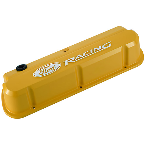 SLANT EDGE VALVE COVER WITH FORD RACING LOGO-YELLOW