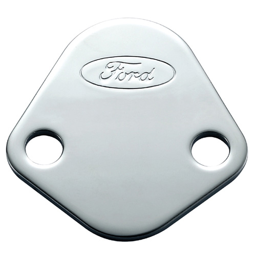 FORD LOGO FUEL PUMP BLOCKOFF PLATE: CHROME