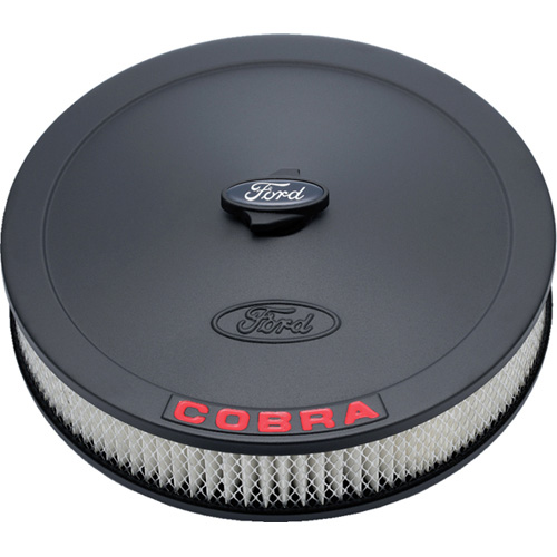 AIR CLEANER KIT: BLACK CRINKLE FINISH, RED FORD COBRA EMBLEM