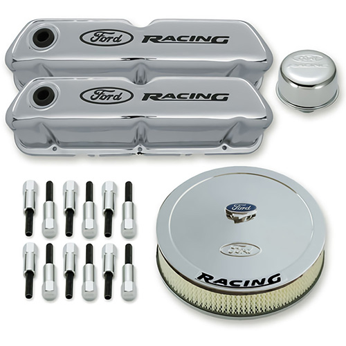 FORD RACING COMPLETE DRESS UP KIT, CHROME FINISH WITH BLACK EMBLEMS
