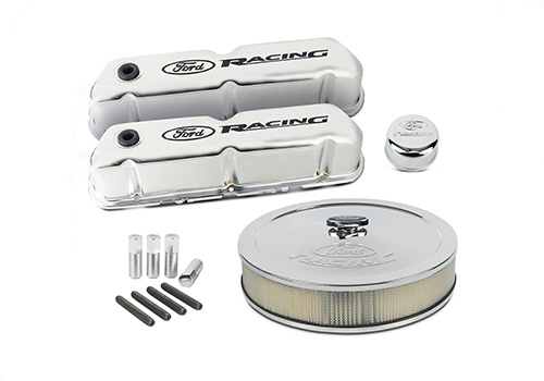 FORD RACING COMPLETE DRESS UP KIT, CHROME FINISH WITH BLACK EMBLEMS