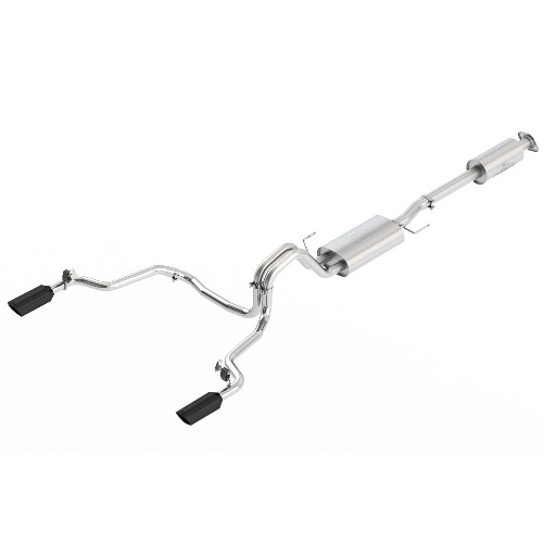 2015-2017 F-150 5.0L COYOTE CAT-BACK SPORT EXHAUST SYSTEM - REAR EXIT,  BLACK CHROME TIPS 