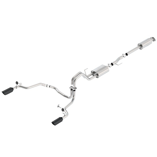 2015-2017 F-150 2.7L ECOBOOST CAT-BACK TOURING EXHAUST SYSTEM -REAR EXIT, BLACK CHROME TIPS
