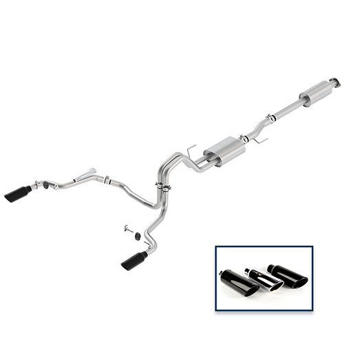 2015-2020 F-150 2.7L CAT-BACK SPORT EXHAUST SYSTEM - REAR EXIT, BLACK CHROME TIPS