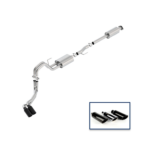 2015-2020 F-150 3.5L CAT-BACK SPORT EXHAUST SYSTEM - SIDE EXIT, BLACK CHROME TIPS