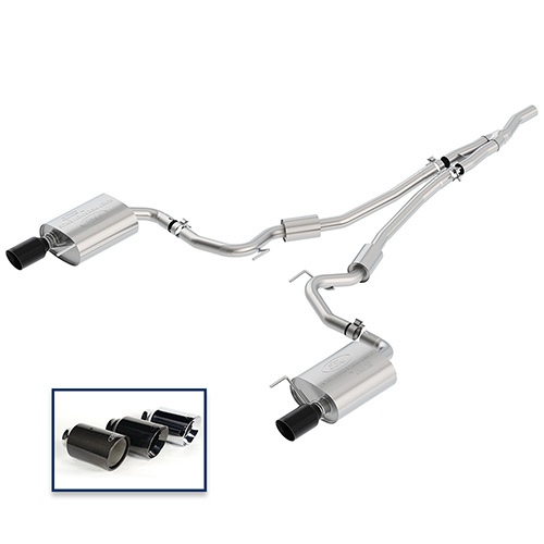 2015-2021 MUSTANG 2.3L ECOBOOST CAT-BACK SPORT EXHAUST SYSTEM WITH BLACK CHROME TIPS